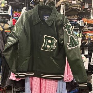 Reebok Women Dark Green Letterman Jacket